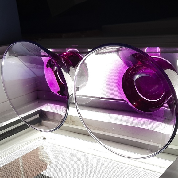 VTG/MCM/Retro Set of 2 Purple Drinking Glasses/Ice Cream Dishes/Condiment Bowls - Picture 4 of 6